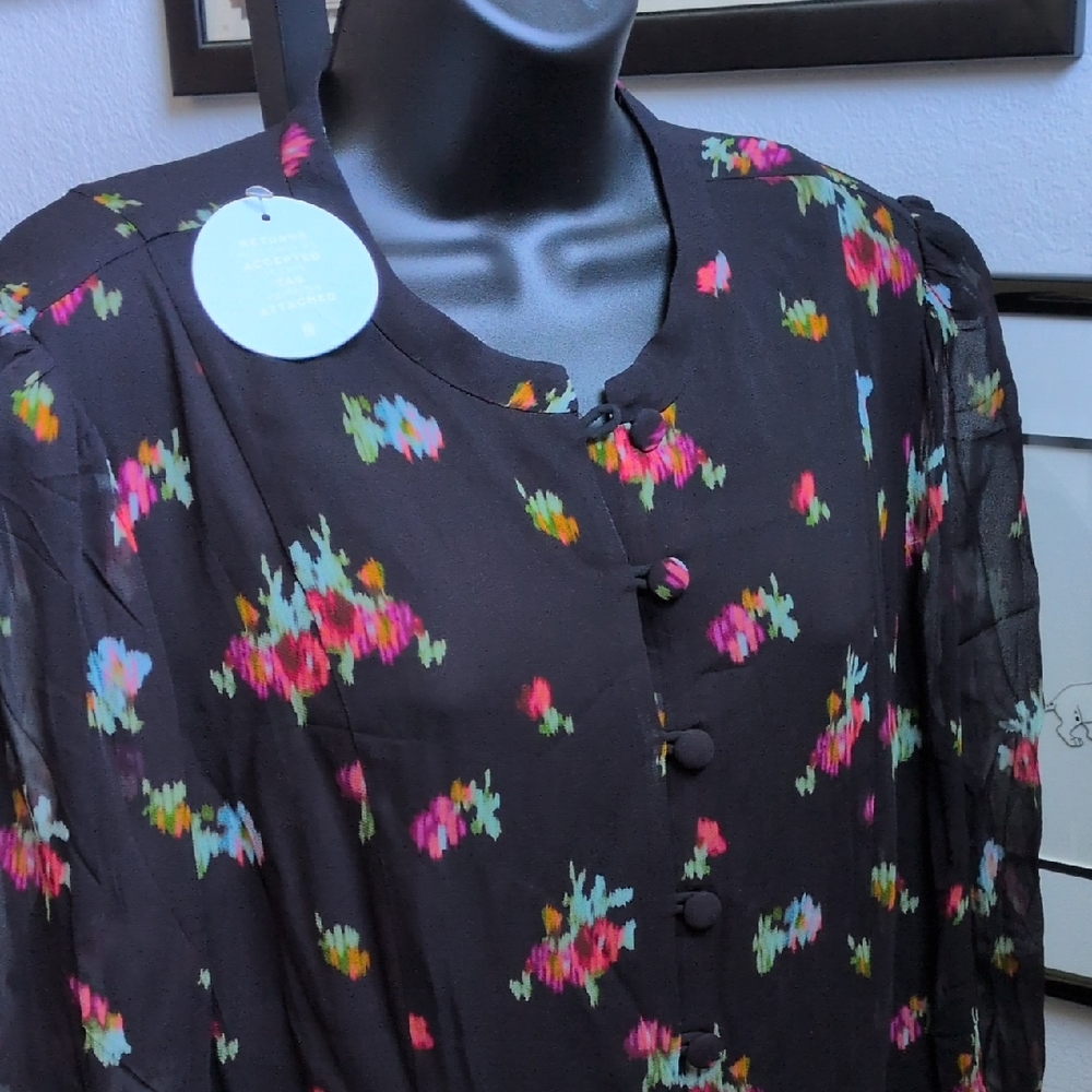 🍋✨ NWT Hill House Cindra Dress In Black Ikat Floral Size XL - Picture 3 of 6